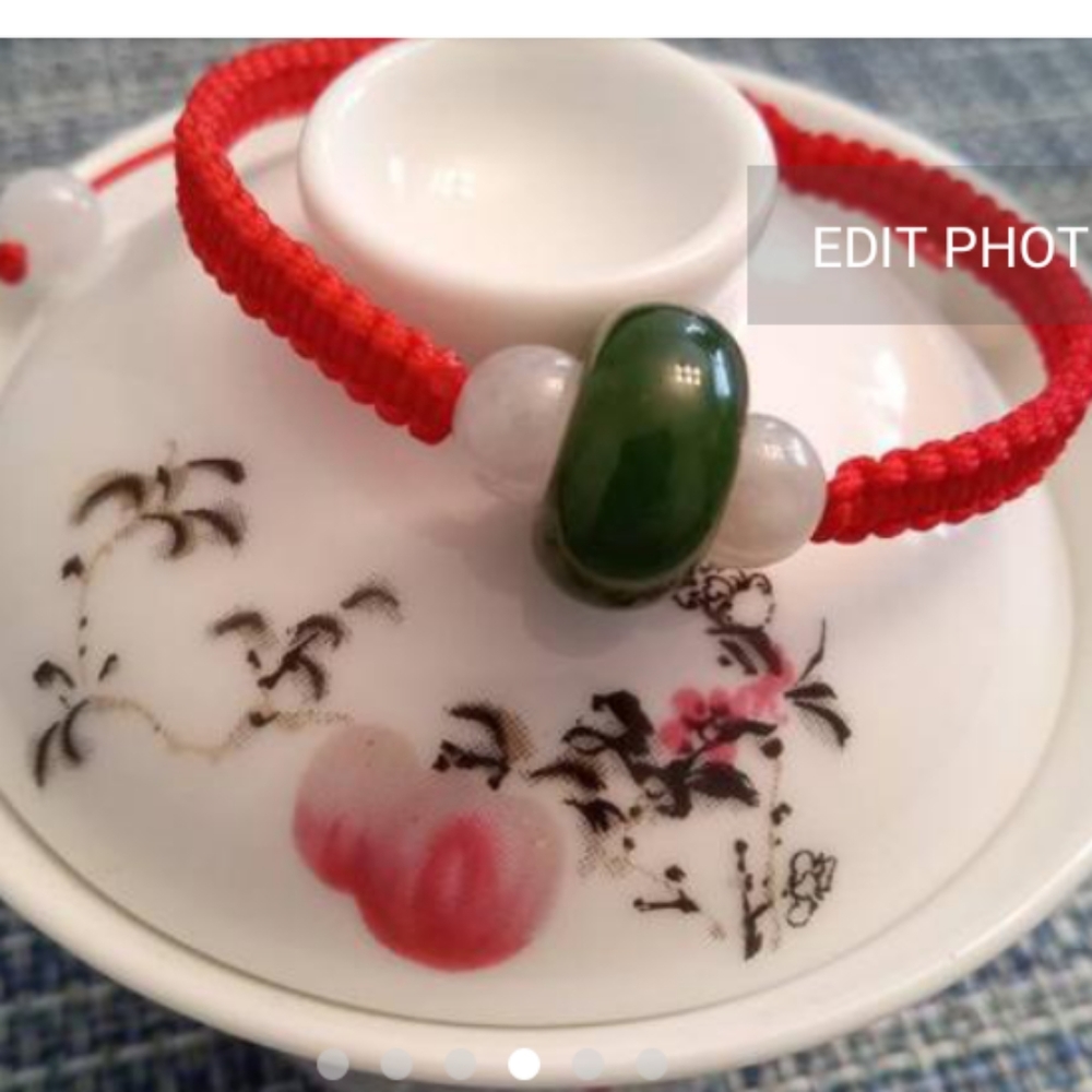 Red String Bracelet with Canadian Jade - Picture 4 of 6